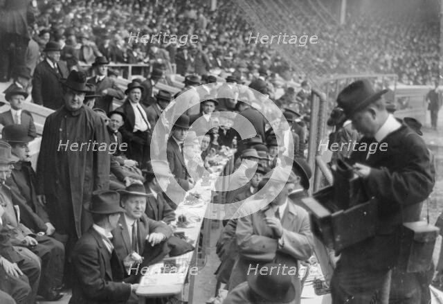 100 telegraphers, Polo Grounds, between c1910 and c1915. Creator: Bain News Service.