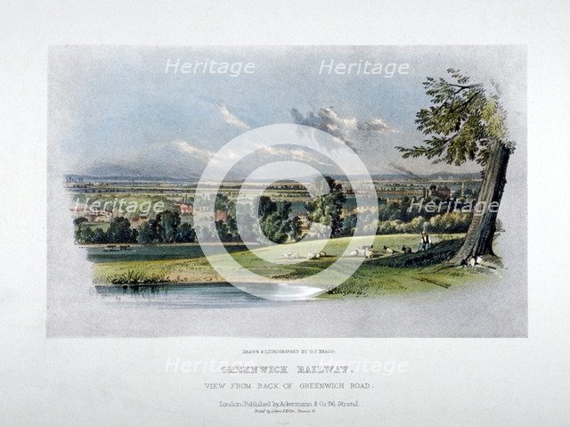 View of the London and Greenwich Railway from the  back of Greenwich Road, 1836. Artist: GF Bragg