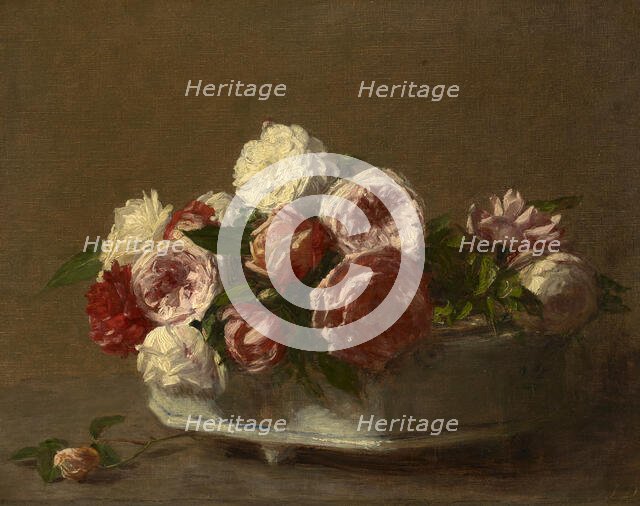 Roses In A Porcelain Planter, c1875-1900. Creator: Victoria Dubourg.