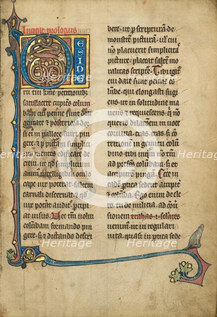 Inhabited Initial D; De Natura Avium; De Pastoribus et Ovibus; Bestiarium, 1277 or after. Creator: Unknown.