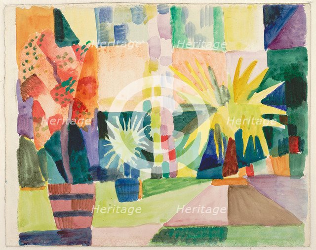 Garden on Lake Thun (Pomegranate Tree and Palm in the Garden), 1914. Artist: Macke, August (1887-1914)