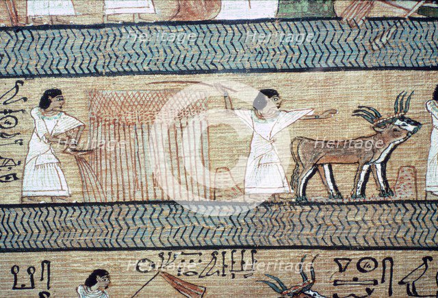 Detail from the Book of the Dead showing the Elysian Fields. Artist: Unknown