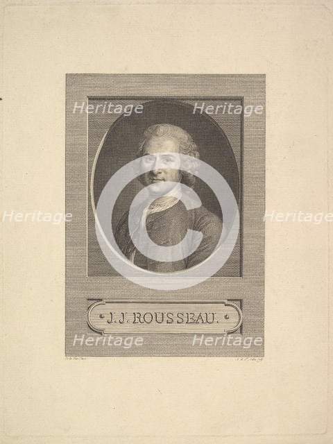 Portrait of Jean-Jacques Rousseau, 1777. Creator: Augustin de Saint-Aubin.