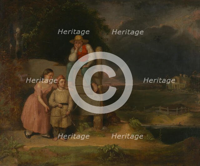 Children in a Storm, ca. 1830. Creator: Thomas Le Clear.