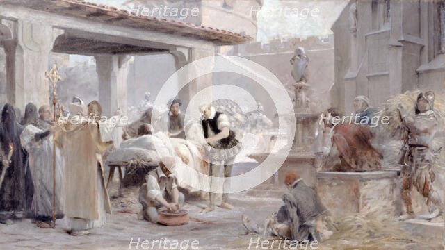 Esquisse pour l'escalier de la Sorbonne : Ambroise Paré au siège de Metz, c.1888. Creator: Theobald Chartran.