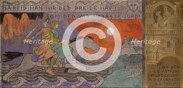 Åsmund and the Princess riding Home. Artist: Munthe, Gerhard (1849-1929)