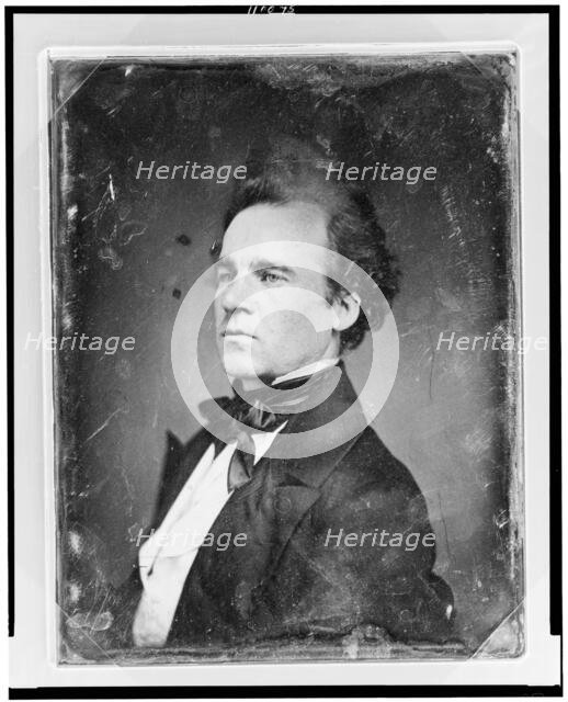 Unidentified man, about 25 years of age, head-and-shoulders portrait, nearly in profile, the head th Creator: Mathew Brady.