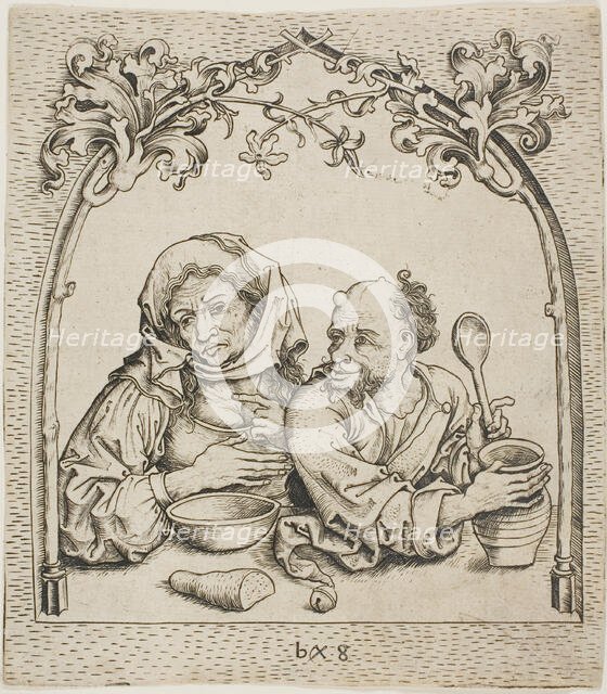 The Old Woman and The Fool in a Window, c. 1480. Creator: Monogrammist b. g..