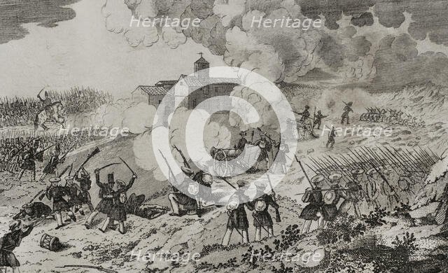 First Carlist War, (1833-1840), Action of Larrasoaña, (24 June 1836), Navarre, 1845.  Creator: Jose Gomez.