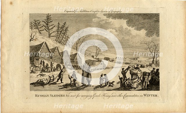 Russian Sleds in Winter, 1750. Artist: Anonymous  