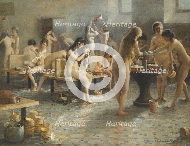 The Bath House. Artist: Plotnikov, Vladimir Alexandrovich (1866-1917)