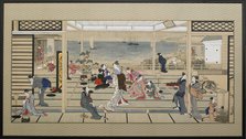 Moonlight Revelry at Dozo Sagami, Late 18th cent.. Artist: Utamaro, Kitagawa (1753-1806)