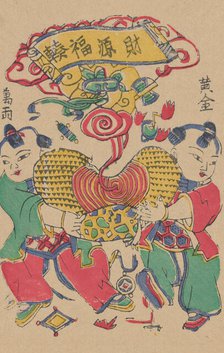 One hundred thirty-five woodblock prints including New Year's pictures (nianh..., 19th-20th century. Creator: Unknown.