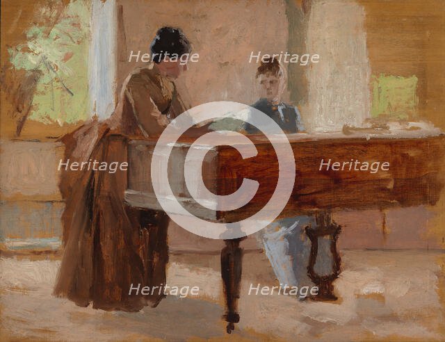 In the Drawing Room at Haikko, study for An Old Tune, 1888. Creator: Albert Edelfelt.