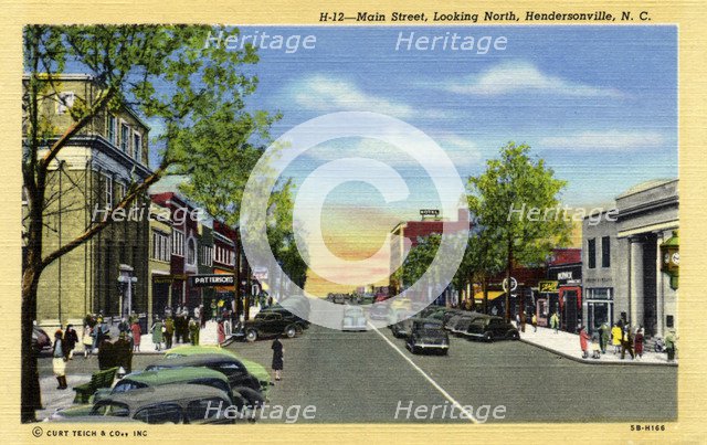 Main Street looking north, Hendersonville, North Carolina, USA, 1940. Artist: Unknown