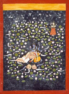 Vishnu Vanquishing the Demons Madhu and Kaitabha (recto).., c1775. Creator: Unknown.