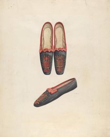 Woman's Slippers, c. 1937. Creator: Al Curry.