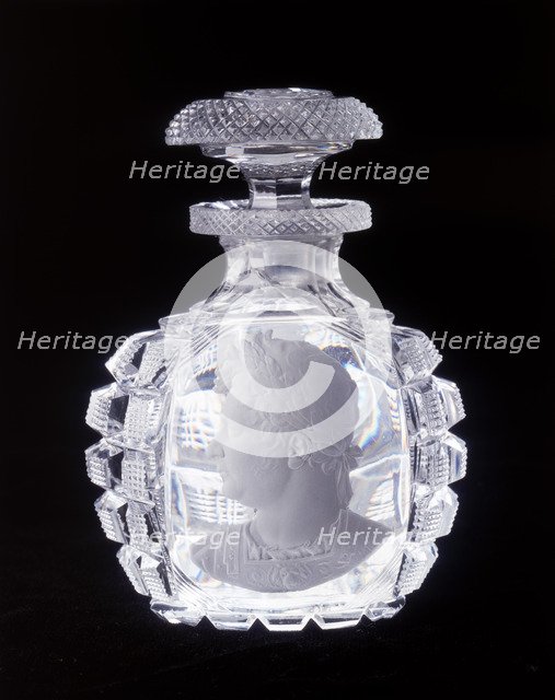 Diamond-cut scent bottle with sulphide representing the Prince Regent, c1800. Artist: Unknown