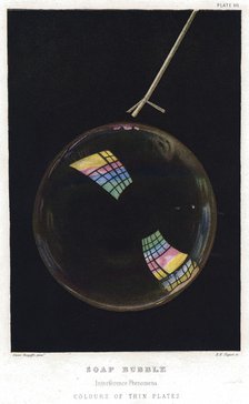 Thomas Young (1773-1829), Thin films illustrated by soap bubble, 1872. Artist: Unknown