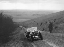 Morris Minor 2-seater competing in a trial, Crowell Hill, Chinnor, Oxfordshire, 1930s. Artist: Bill Brunell.