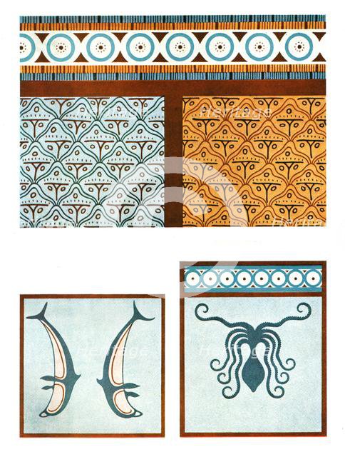 Floor paintings in the palace at Tiryns, Greece, (1928). Creator: Unknown.