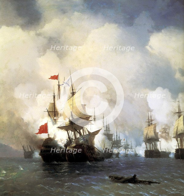 The Naval Battle of Chesma on 5th July 1770', 1848.  Creator: Aivazovsky, Ivan Konstantinovich (1817-1900).
