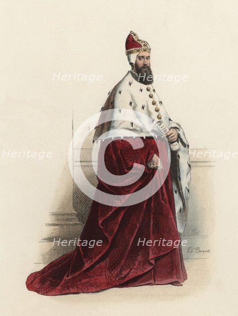 Duke of Venice, in the modern age, color engraving 1870.