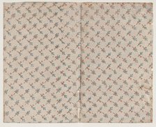 Sheet with dot grid pattern with bouquets, 19th century. Creator: Anon.
