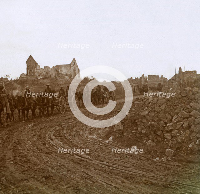 Mounted soldiers, Somme, northern France, c1914-c1918. Artist: Unknown.