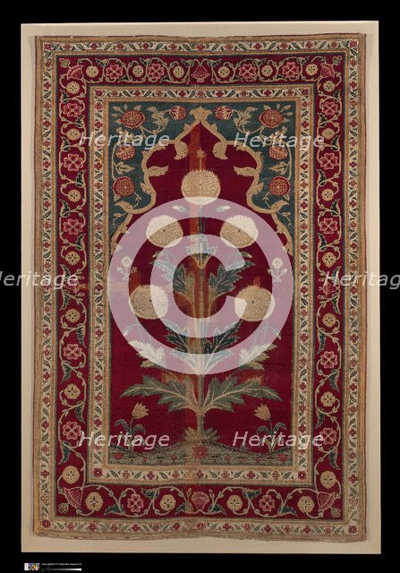 Carpet with Niche and Flower Design, India or Pakistan, mid-17th century. Creator: Unknown.