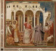 Expulsion of the Money changers from the Temple (From the cycles of The Life of Christ), 1304-1306. Creator: Giotto di Bondone (1266-1377).