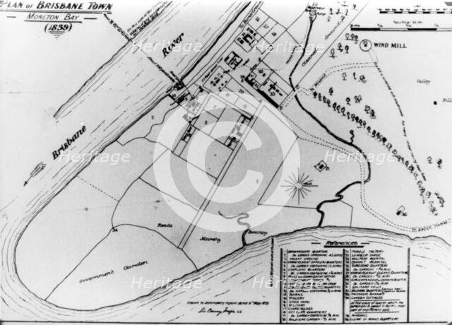 Plan of Brisbane town, Moreton Bay 1839 Geo. Barney Major. Creator: George Barney.