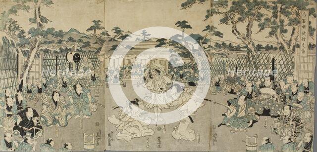 Sisters Avenging their Father's Death (from Kabuki Play 'Shiraishi'), between c1820 and c1830. Creator: Ikeda Eisen.