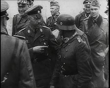 Heinrich Himmler Standing Next to and Pointing Towards a German Army Commander With..., 1939. Creator: British Pathe Ltd.