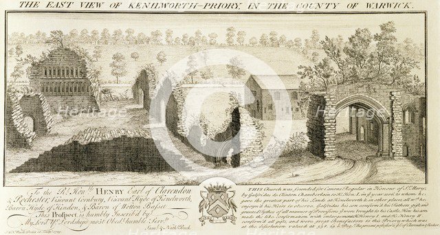 'The East View of Kenilworth Priory in the County of Warwick', 1729. Artists: Samuel Buck, Nathaniel Buck.