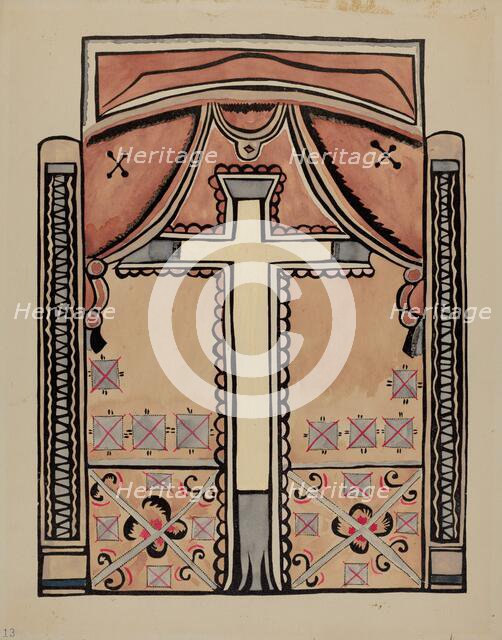 Panel - Cross and Drapes, 1935/1942. Creator: Unknown.