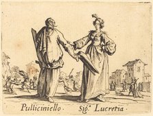 Pulliciniello and Siga. Lucretia, c. 1622. Creator: Jacques Callot.