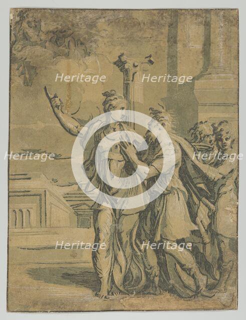 The Tirburtine Sibyl telling the Emperor Augustus of the coming in Christ, after Parmig..., 1530-40. Creator: Anon.