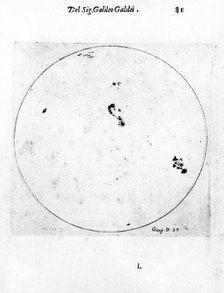 Galileo's observation of sunspots, 1613. Artist: Galileo Galilei