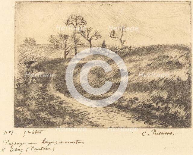 Paysage avec berger et moutons a Osny (Pontoise), 1883. Creator: Camille Pissarro.