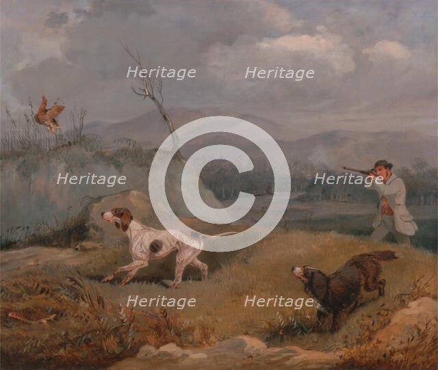 Grouse Shooting, ca. 1825. Creator: Henry Thomas Alken.