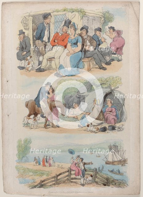 Plate 4: Recruiting, from "World in Miniature", 1816., 1816. Creator: Thomas Rowlandson.