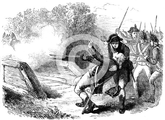 Death of Isaac Davis, 1775 (c1880). Artist: Unknown