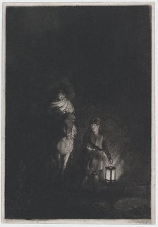 Rider and boy with lantern, 1797. Creator: Adam von Bartsch.