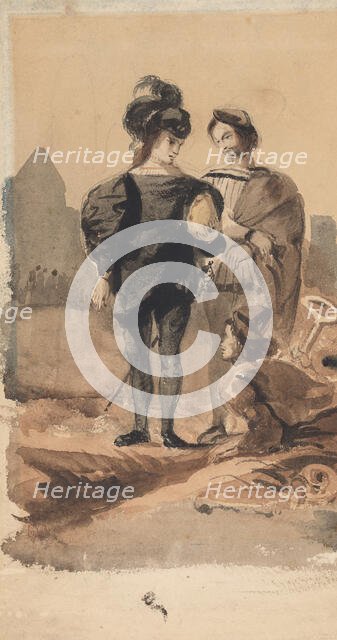 Hamlet and Horatio in the Graveyard, 1827-28. Creator: Eugene Delacroix.
