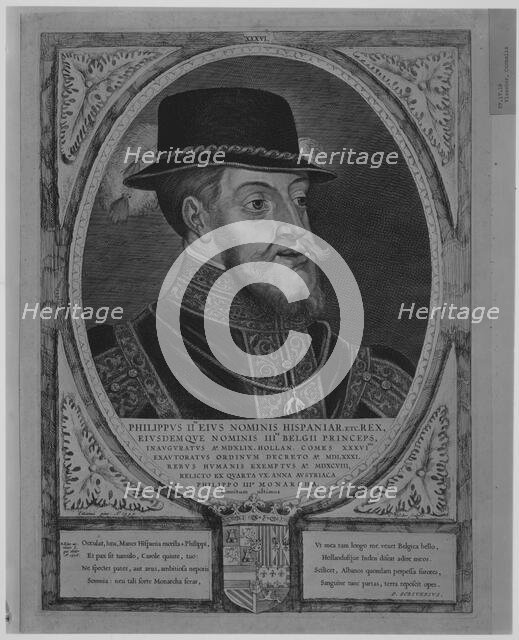 Philip II, King of Spain, from the series Counts and Countesses of Holland, Zeeland, and W..., 1650. Creator: Cornelis de Visscher.