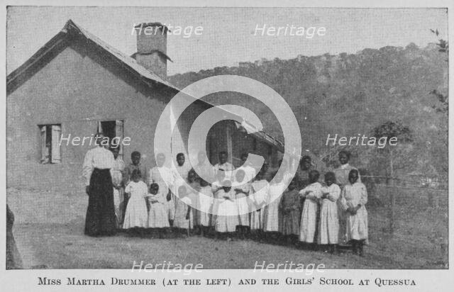 Miss Martha Drummer [at the left] and the Girls' School at Quessua, 1922. Creator: Unknown.