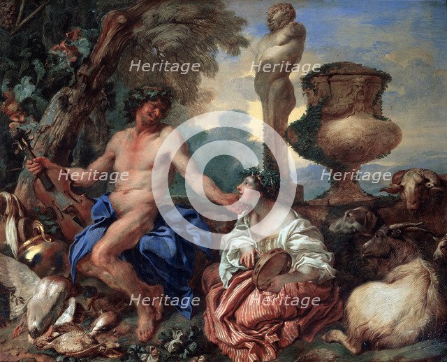 'Pastoral scene. Faun and Shepherdess', 1650s.  Artist: Giovanni Benedetto Castiglione