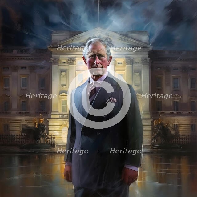 AI IMAGE - Portrait of King Charles III, 2023.  Creator: Heritage Images.