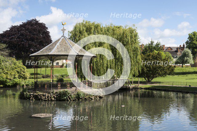 Bandstand and pond, Gheluvelt Park, Barbourne, Worcester, Worcestershire, 2015. Artist: Steven Baker.